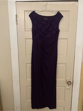 dressbarn Beaded Dark Purple Maxi Dress